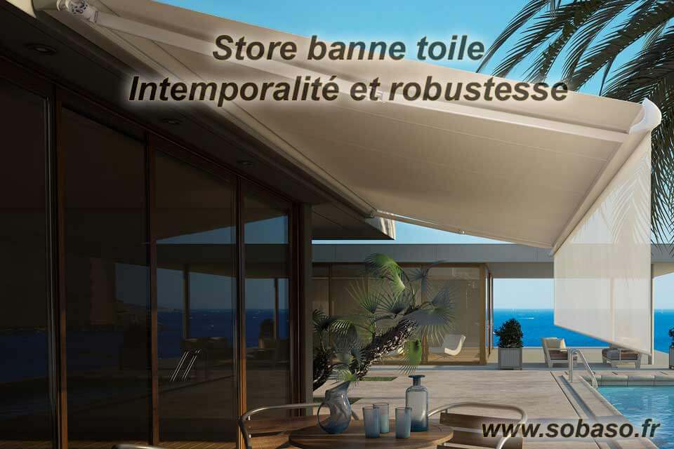 Store banne terrasse, intemporalité, simplicité, robustesse, adaptabilité